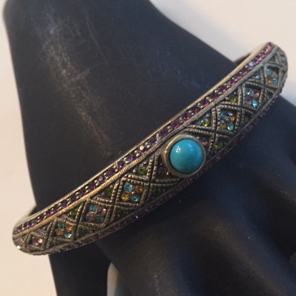 Signed Heidi Daus Rhinestone Hinge Cuff Bracelet